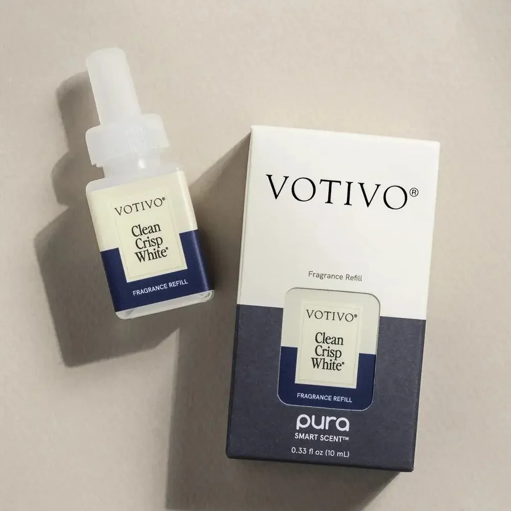VOTIVO Clean Crisp White Fragrance Refill for Pura Smart Scent 2 Pack